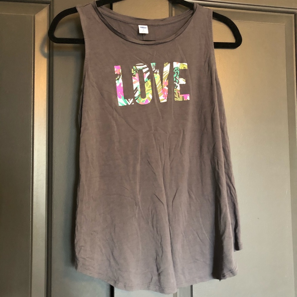 Old Navy Active Gray Sleeveless LOVE Shirt Size M